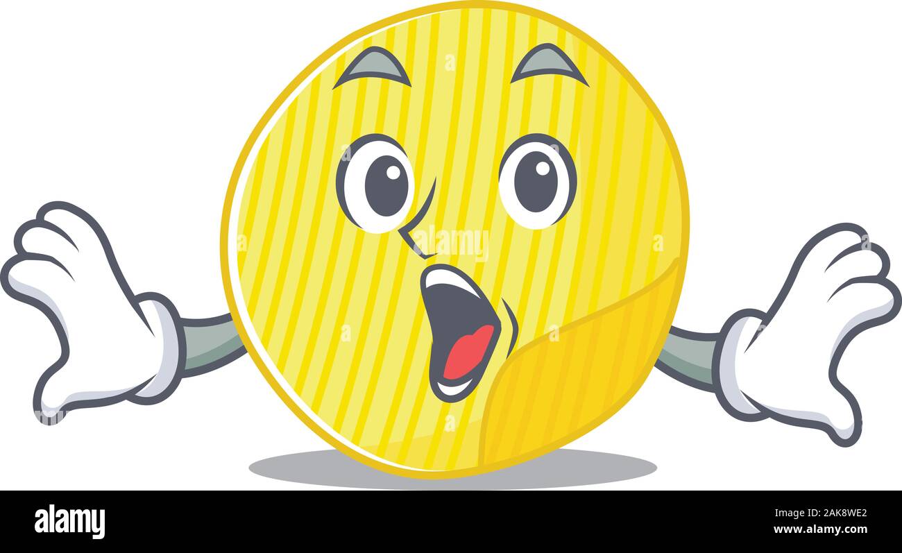 Potato chips cartoon character design on a surprised gesture Stock Vector