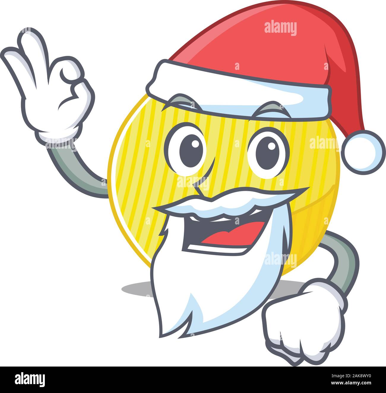 A picture of Santa potato chips mascot picture style with ok finger Stock Vector