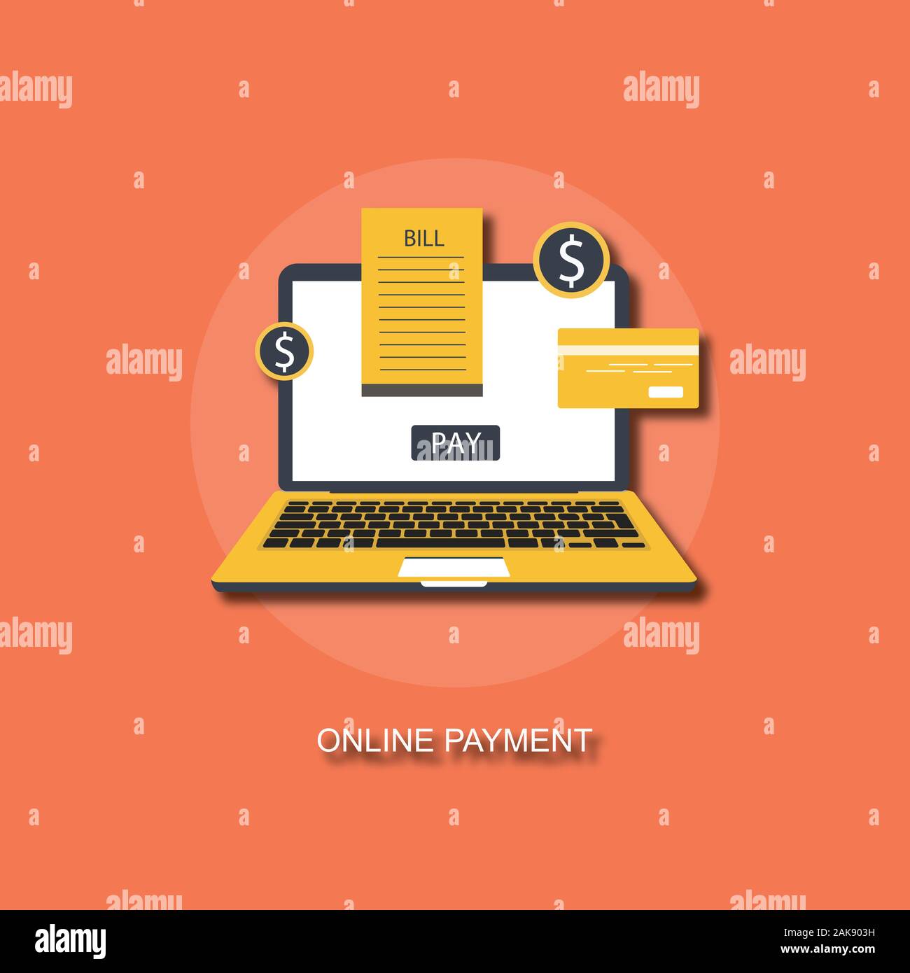 Online payment concept. Laptop with electronic invoice. stock ...