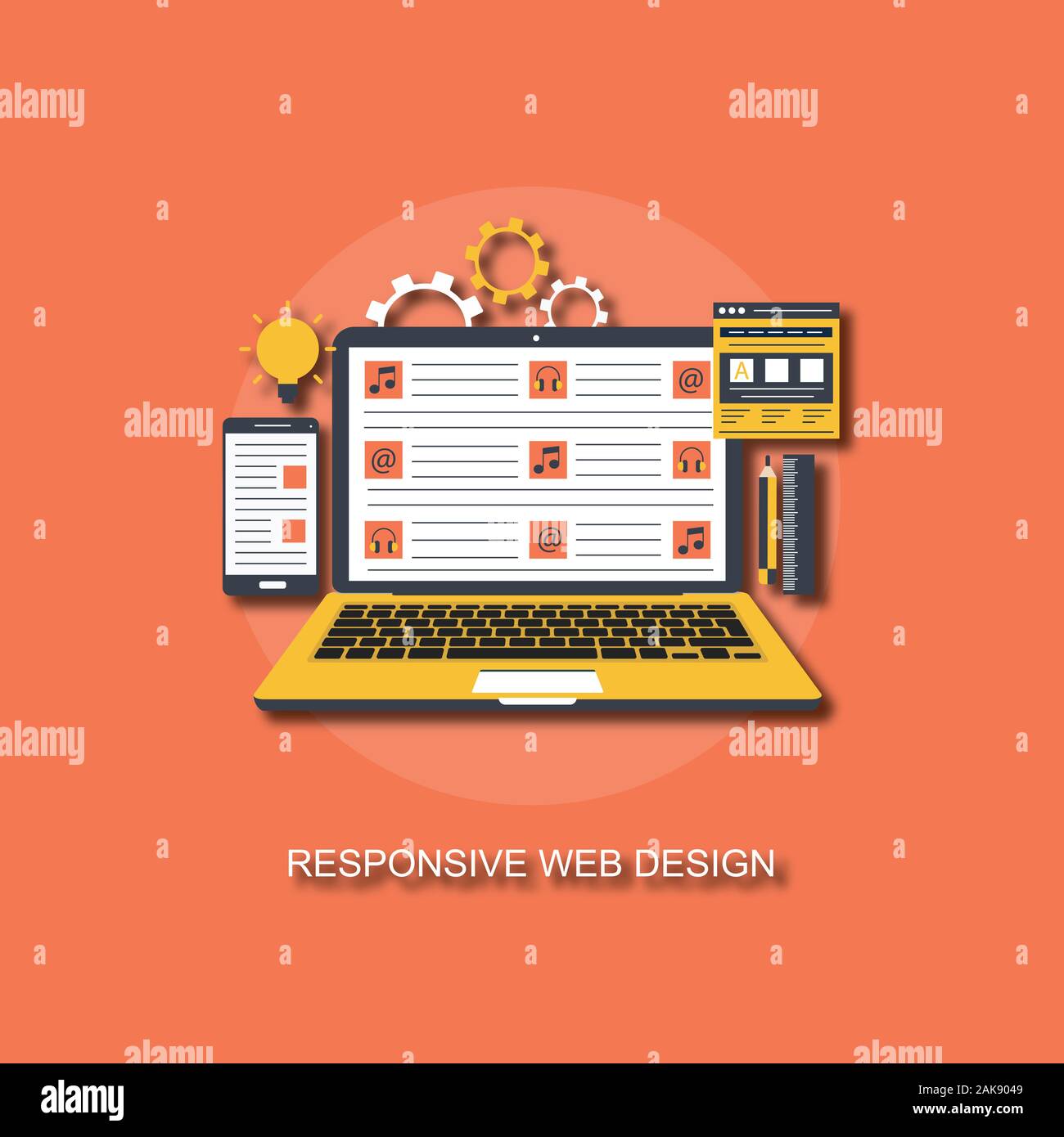 Responsive web design in modern flat vector style concept image stock ...