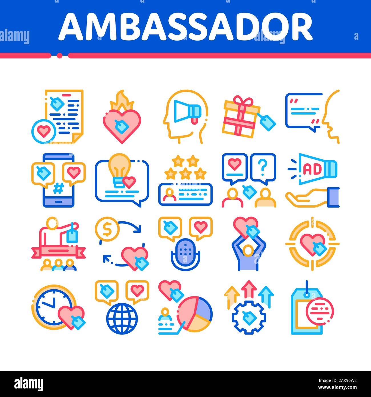 Ambassador Creative Collection Icons Set Vector Stock Vector