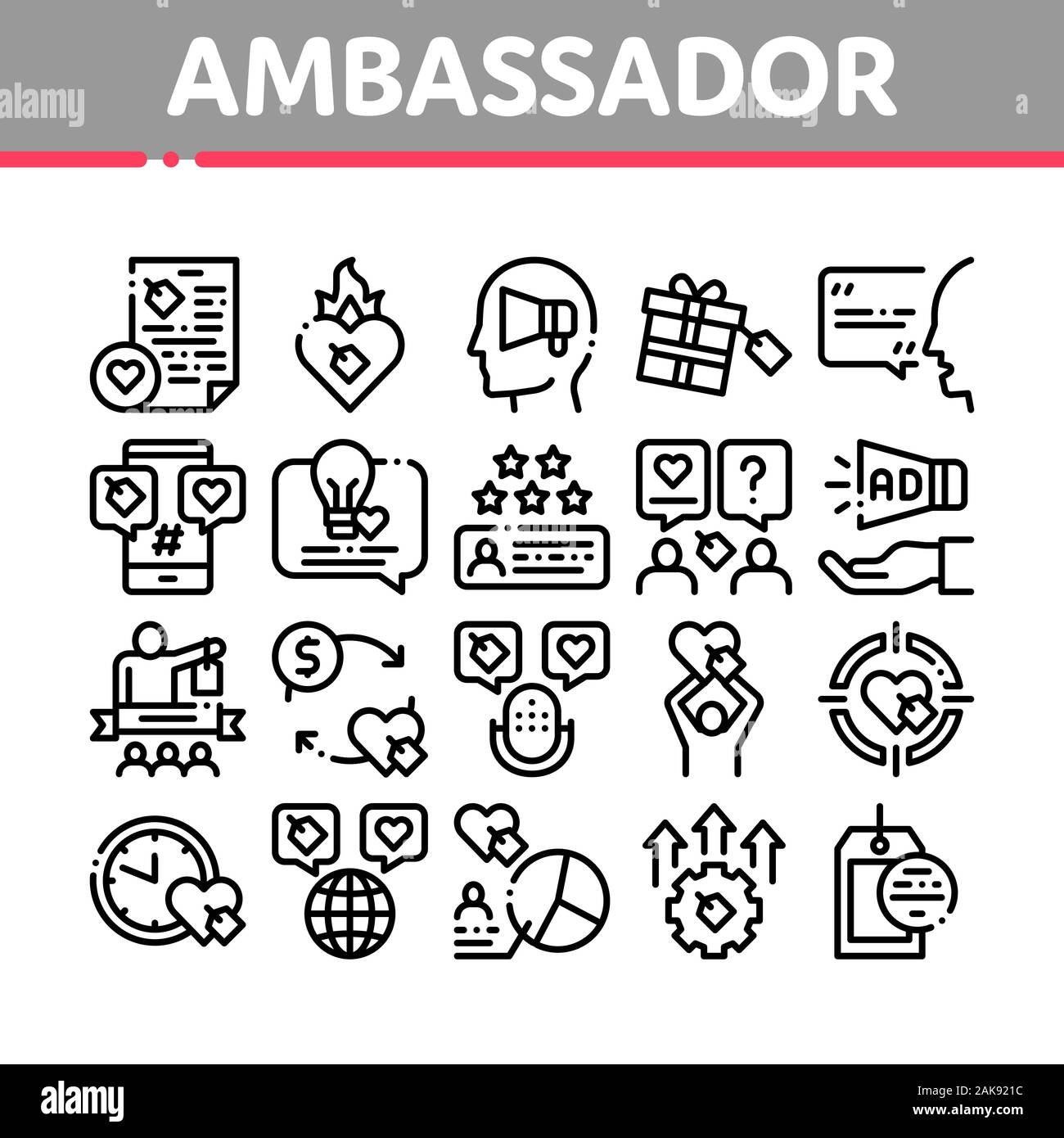 Ambassador Creative Collection Icons Set Vector Stock Vector