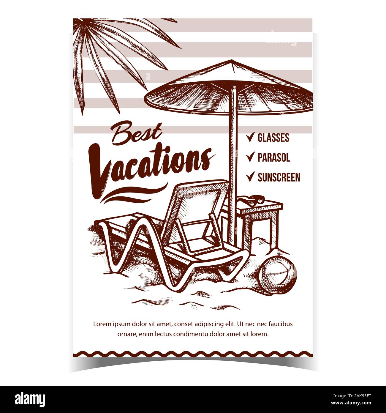 Best Vacations On Beach Advertising Poster Vector Stock Vector Image ...