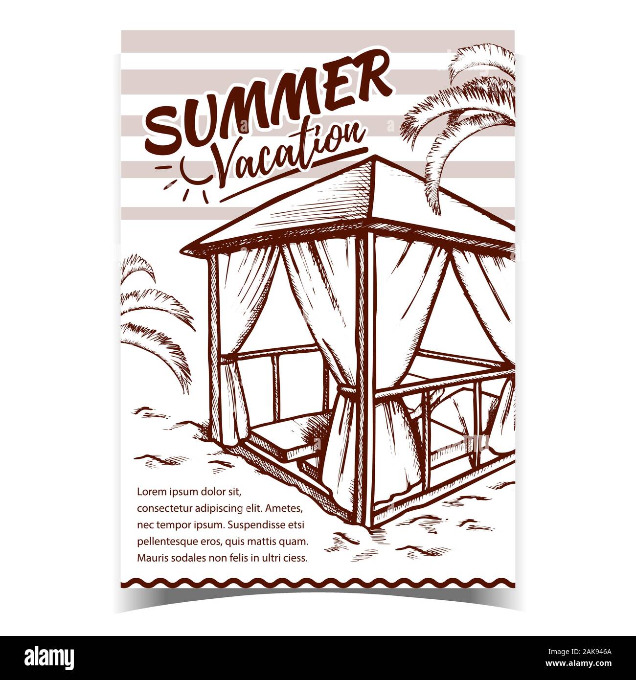 Summer Vacation Beach Advertising Poster Vector Stock Vector Image ...