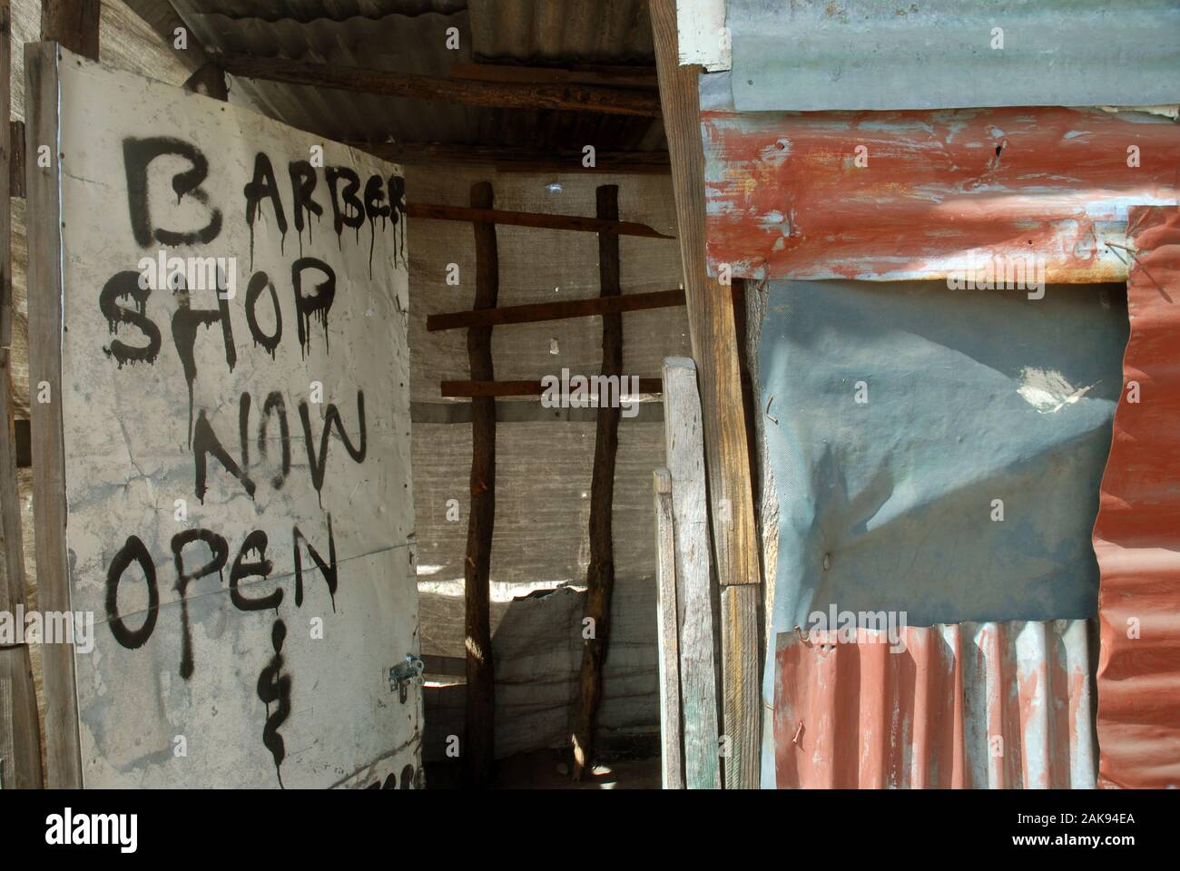 Barber Shop Now Open and Computers, Mwandi, Zambia Stock Photo Alamy