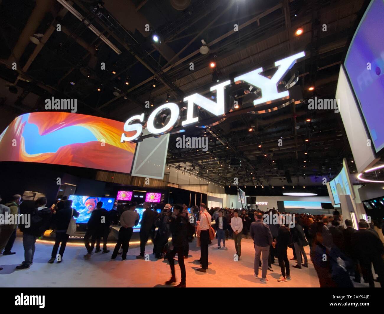 The Sony stand inside the Consumer Electronics Show (CES), the annual technology trade show being held at the Las Vegas Convention Center, Nevada, in the United States. Stock Photo