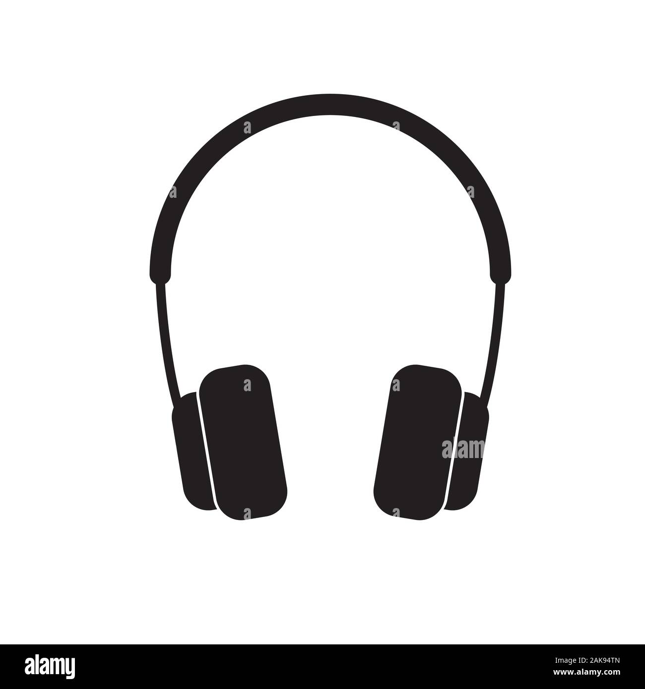Headphone icon silhouette black on white isolated background. Vector image Stock Vector