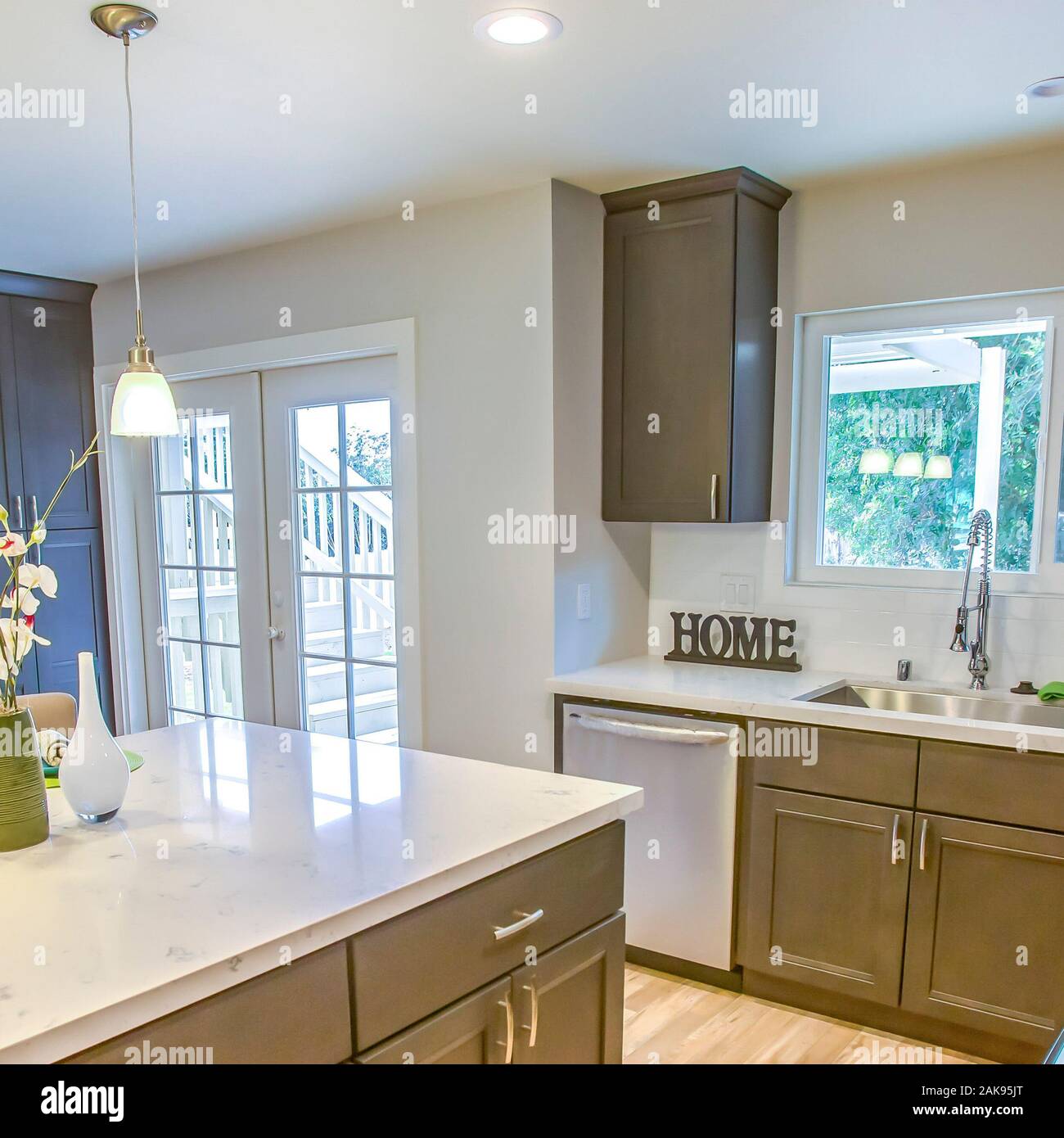 Square Kitchen from the kettle point of view Stock Photo