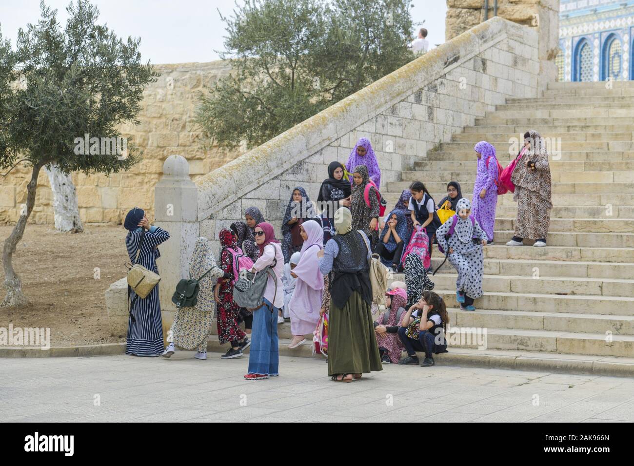 Frauen, Mädchen, Schulausflug, Tempelberg, Jerusalem, Israel Stock Photo