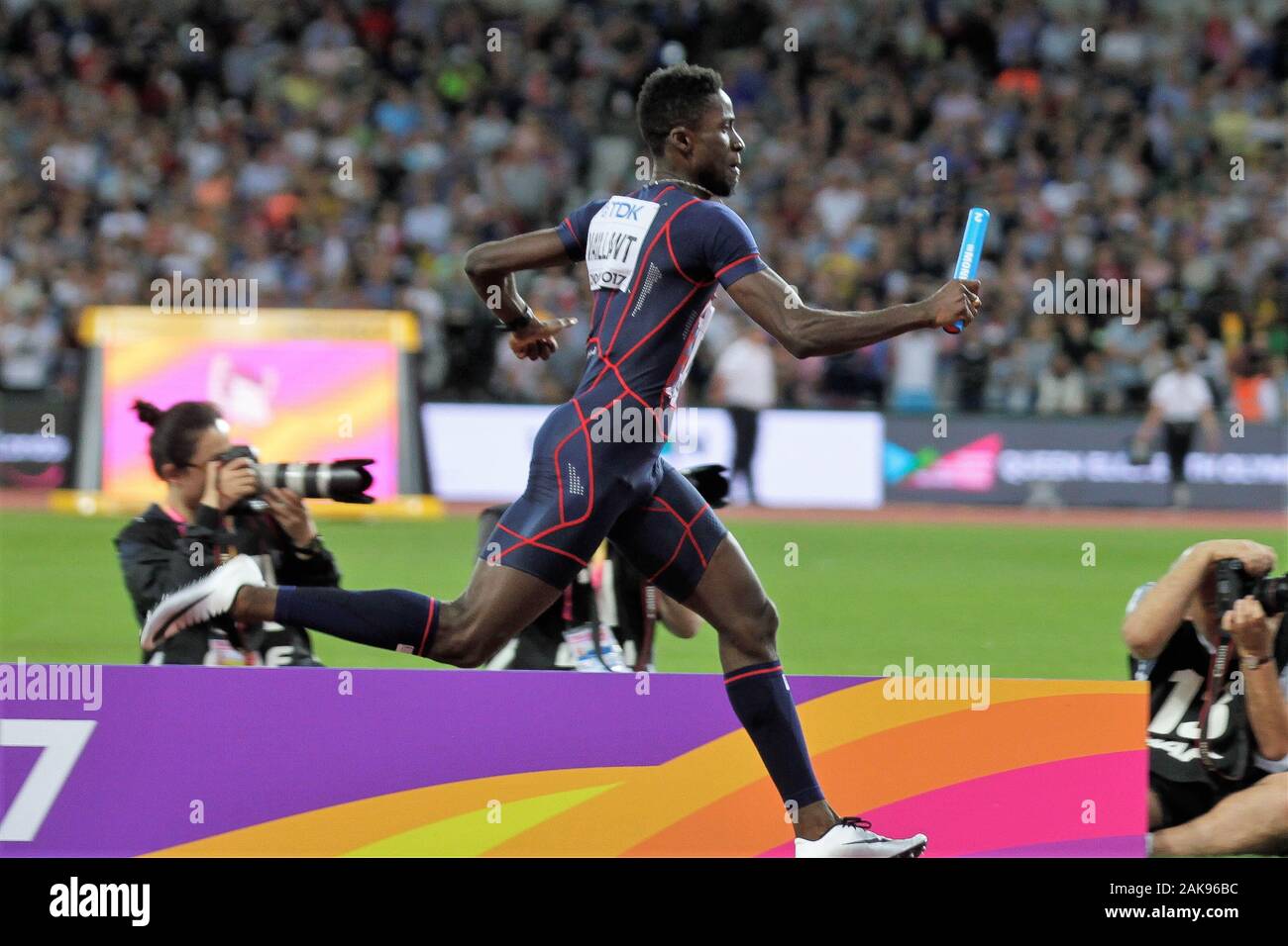 Ludvy Vaillant (French) at the Final 4x400 m men of the IAAF World