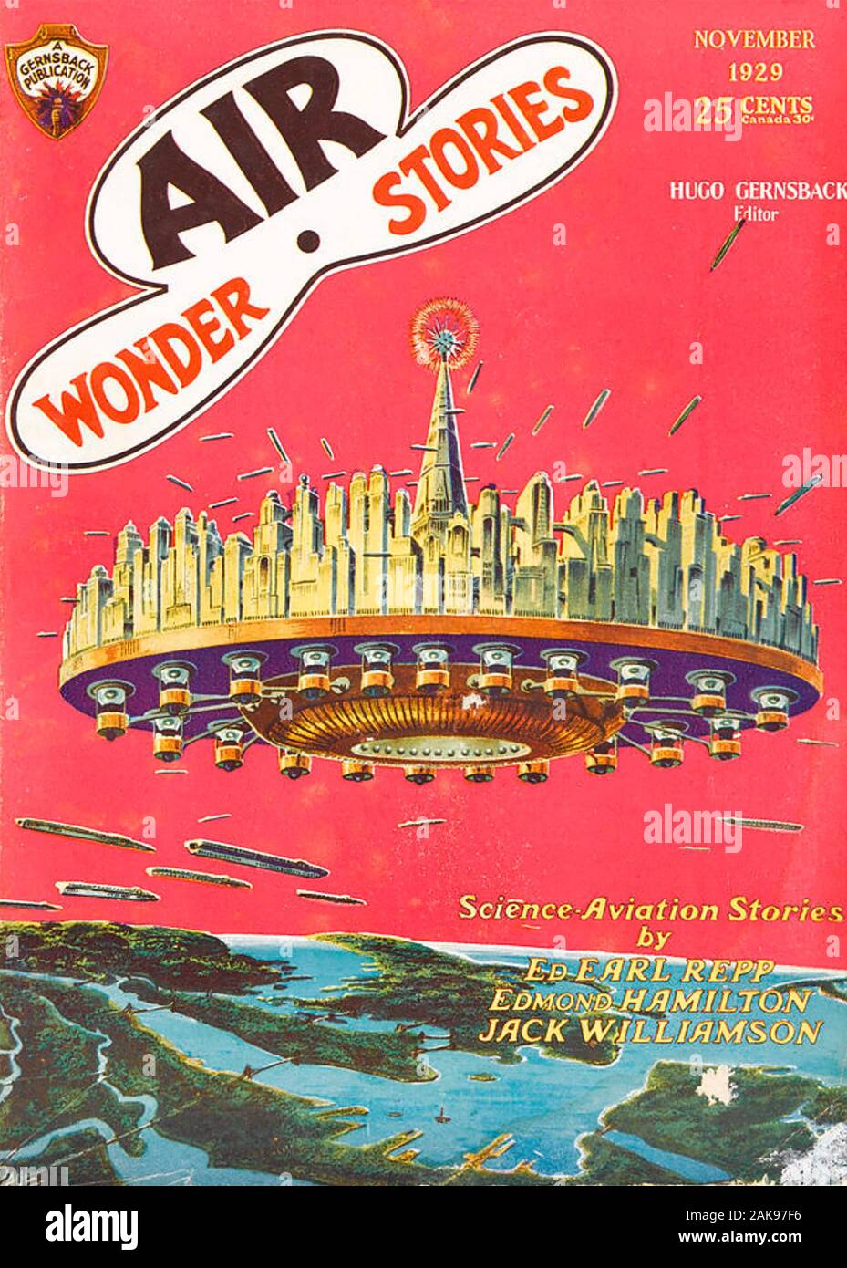 珍品 パルプ雑誌 WONDER STORIES 1952年　SF File:Science Wonder Stories Nov 1929 - flying saucer.jpg