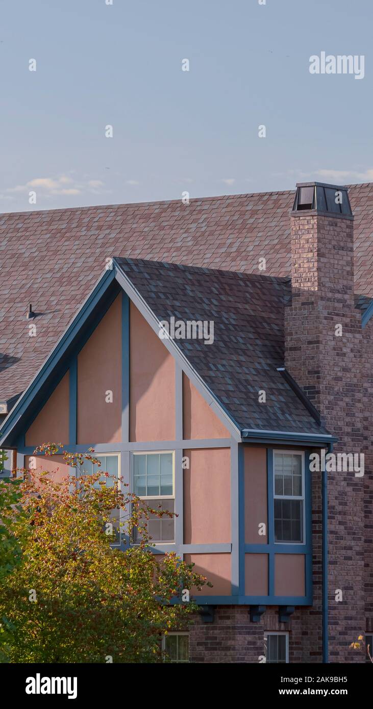 Vertical Modern luxury urban house with timber frame Stock Photo - Alamy