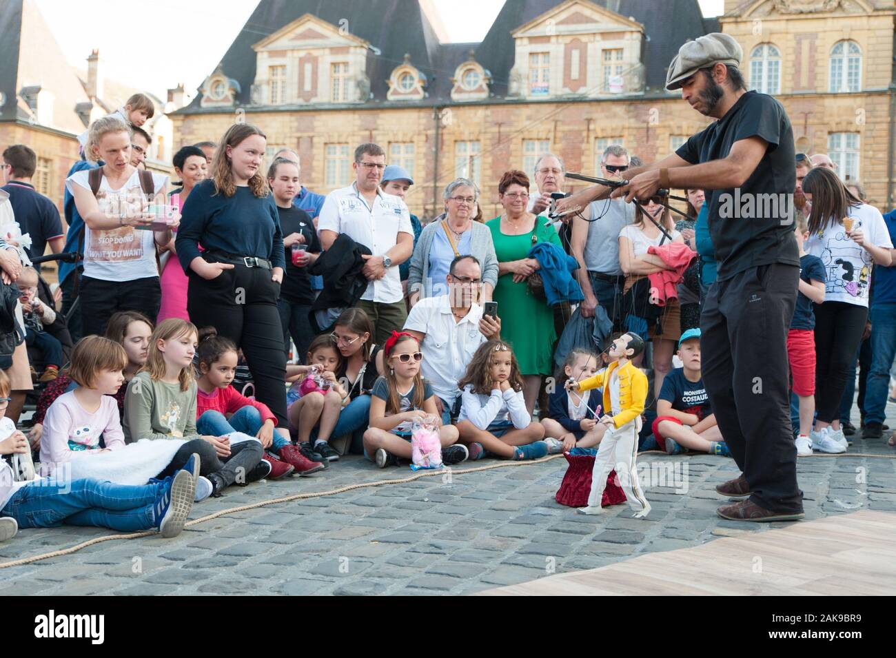 Marionette show in a street of the town of Charleville-Mezieres within the framework of the World Puppet Theatre Festival on Saturday, September 21, 2 Stock Photo