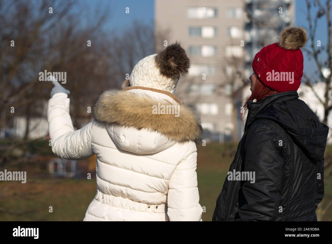 Two field women rear view hi-res stock photography and images - Alamy