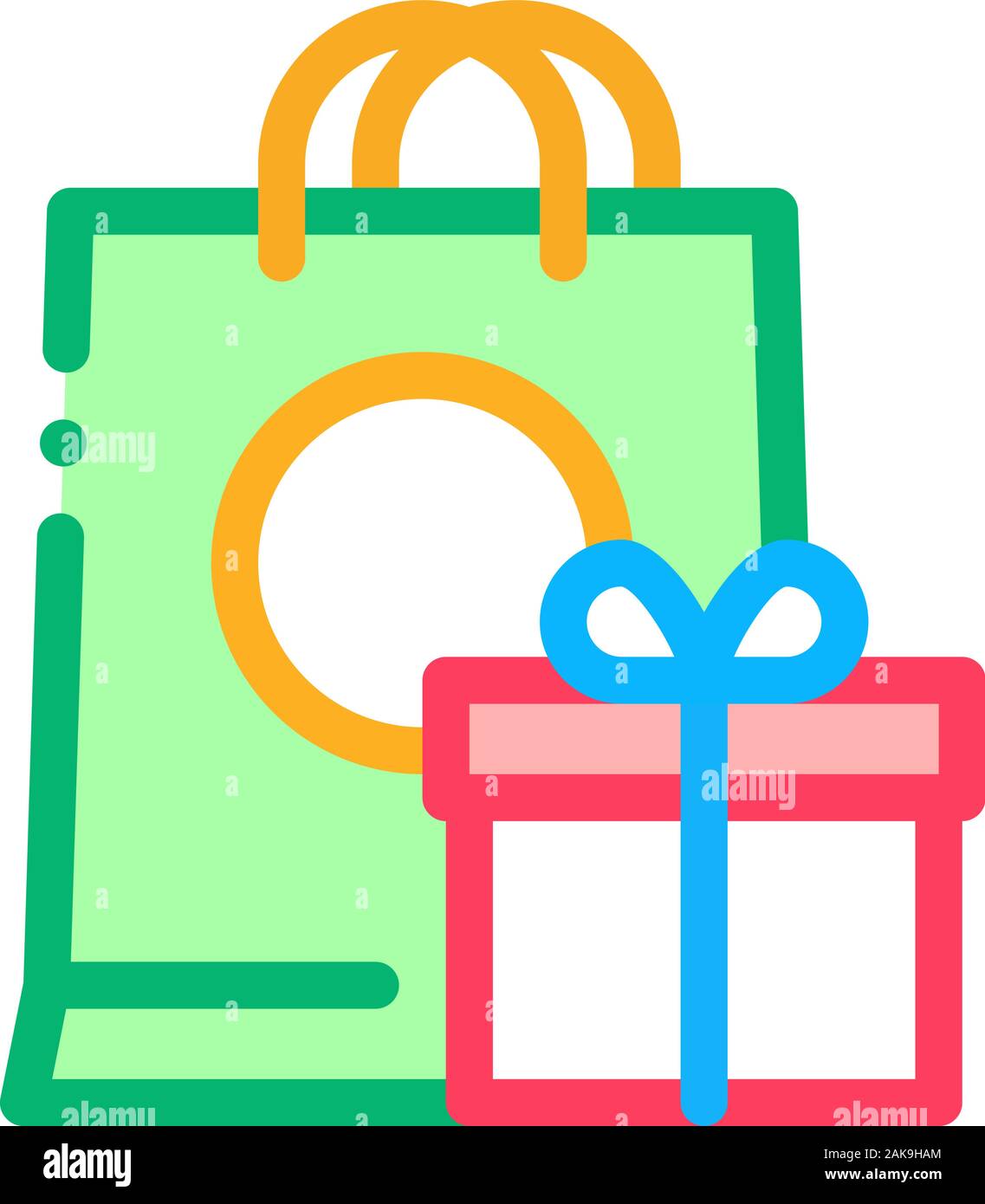 Shopping Bag with Gift Inside Icon Vector Outline Illustration Stock ...