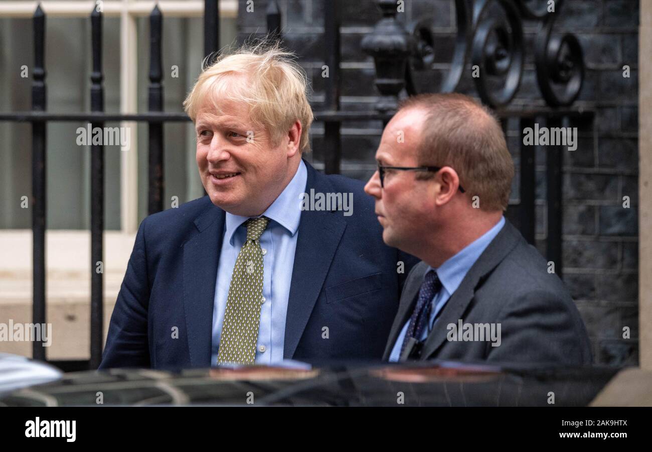 London UK 8th January 2020,  Boris Johnson MP PC Prime Minister leaves 10 Downing Street for Prime Ministers Question time, London Credit Ian Davidson/Alamy Live News Stock Photo