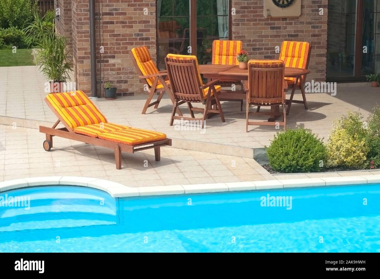 The Garden furniture by the pool Stock Photo