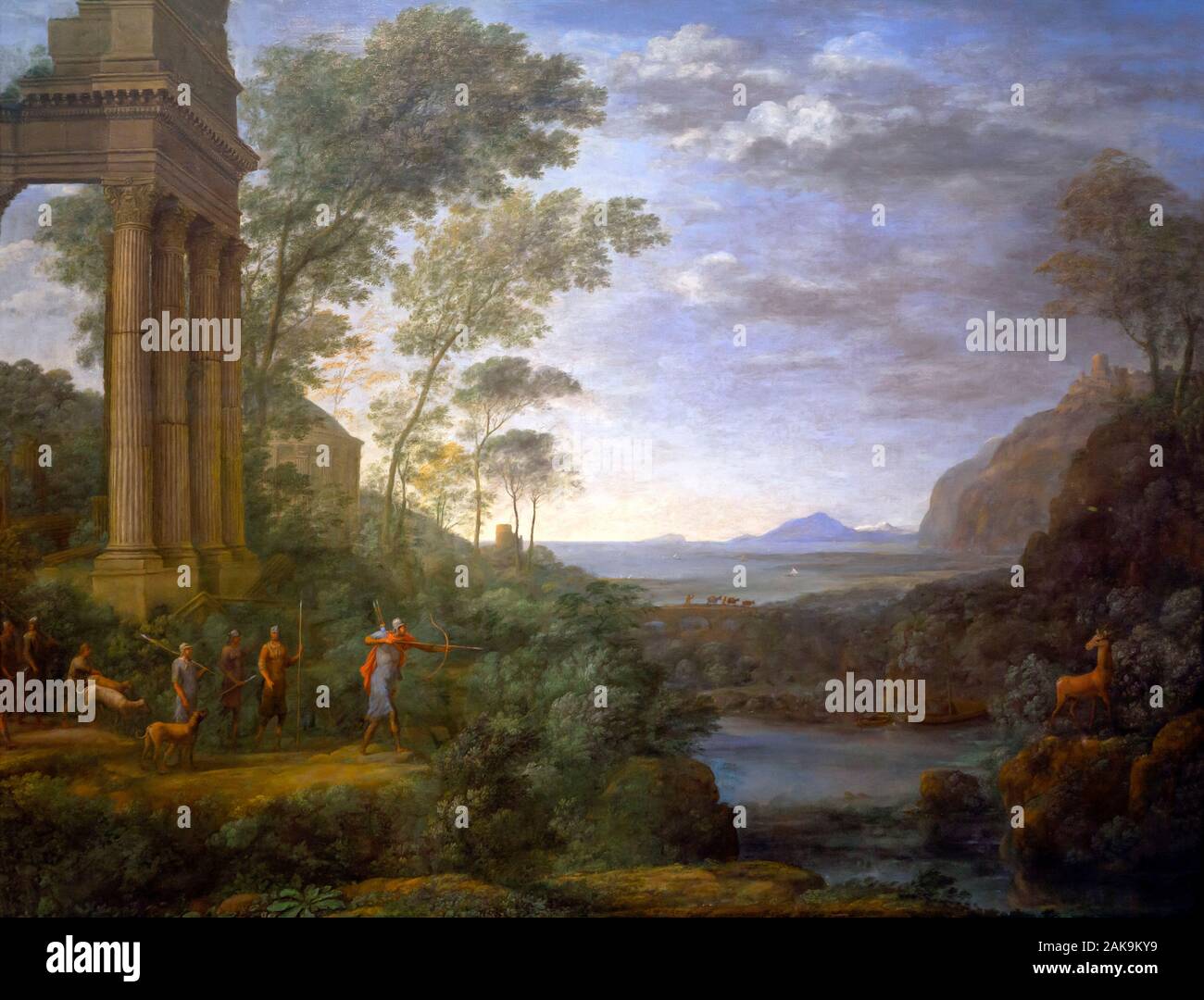 Landscape with Ascanius shooting the Stag of Sylvia, Claude Lorrain, 1682, Stock Photo