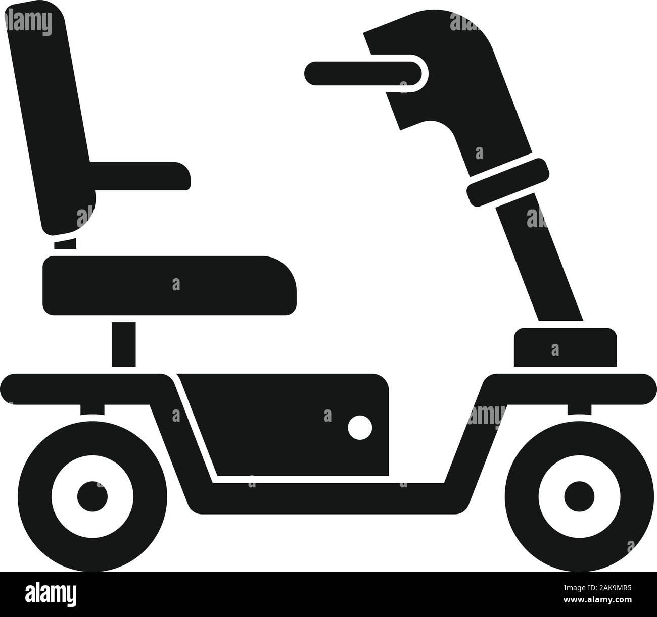 Motorized wheelchair icon. Simple illustration of motorized wheelchair