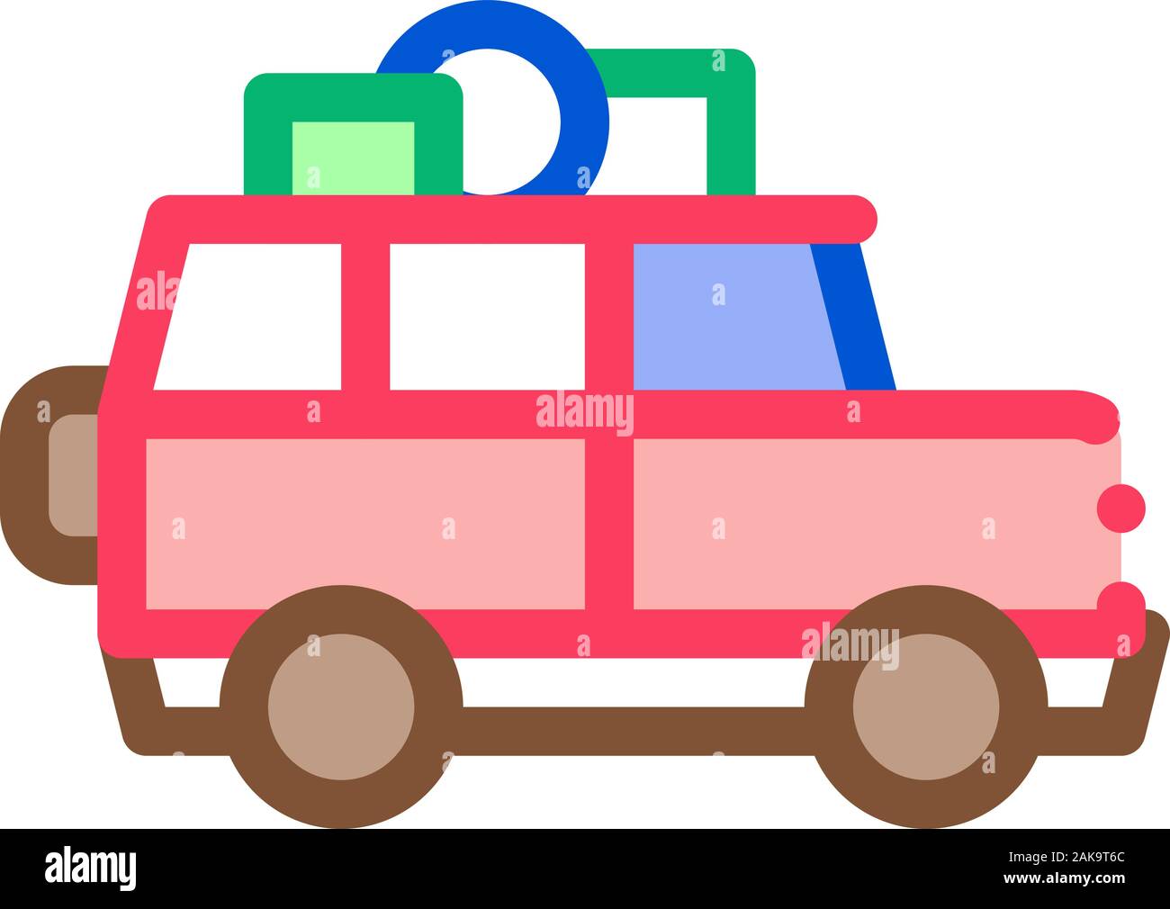 Camping Car with Luggage Icon Vector Outline Illustration Stock Vector ...