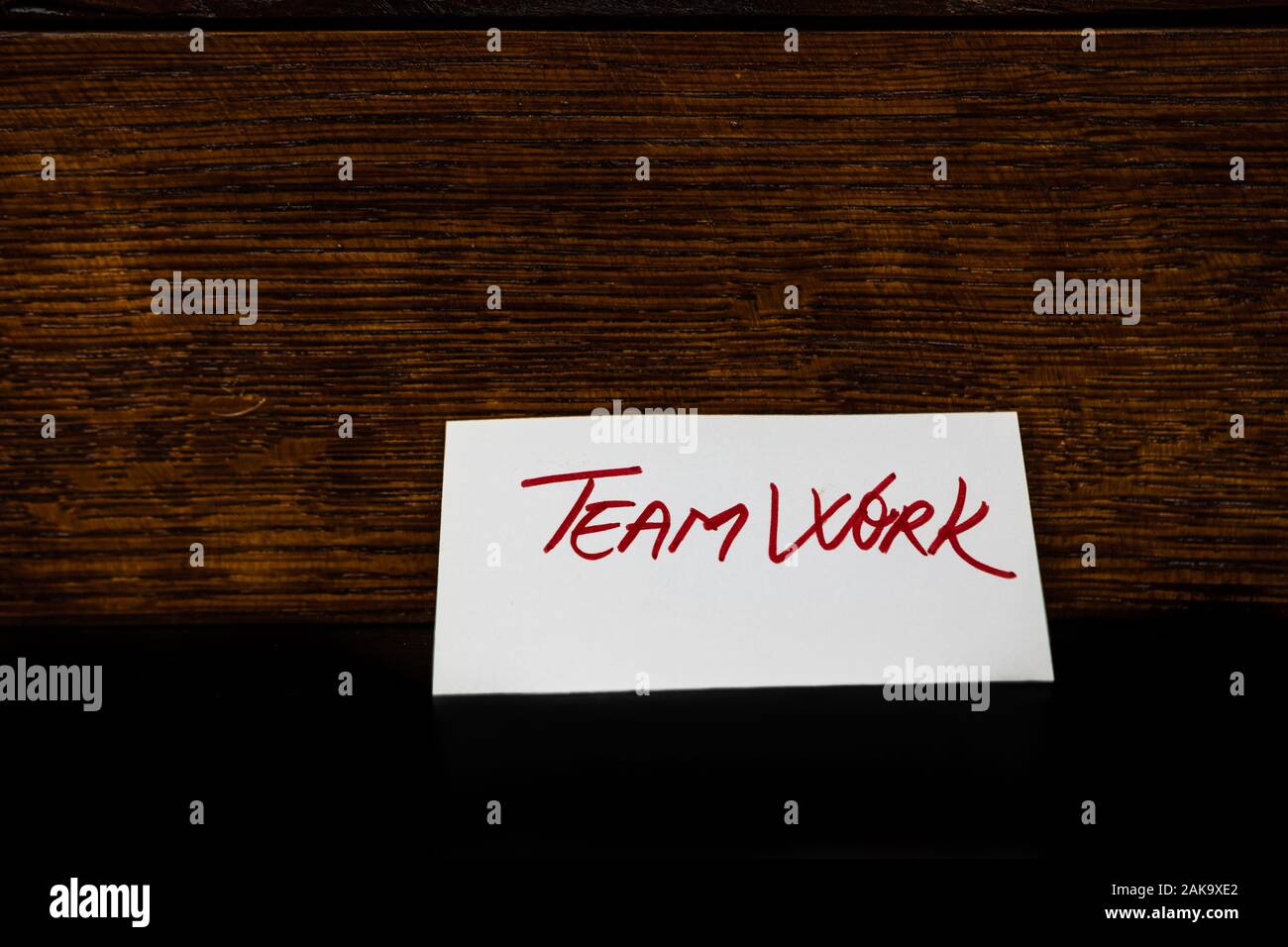 Text Teamwork on white label. Copy space. Stock Photo