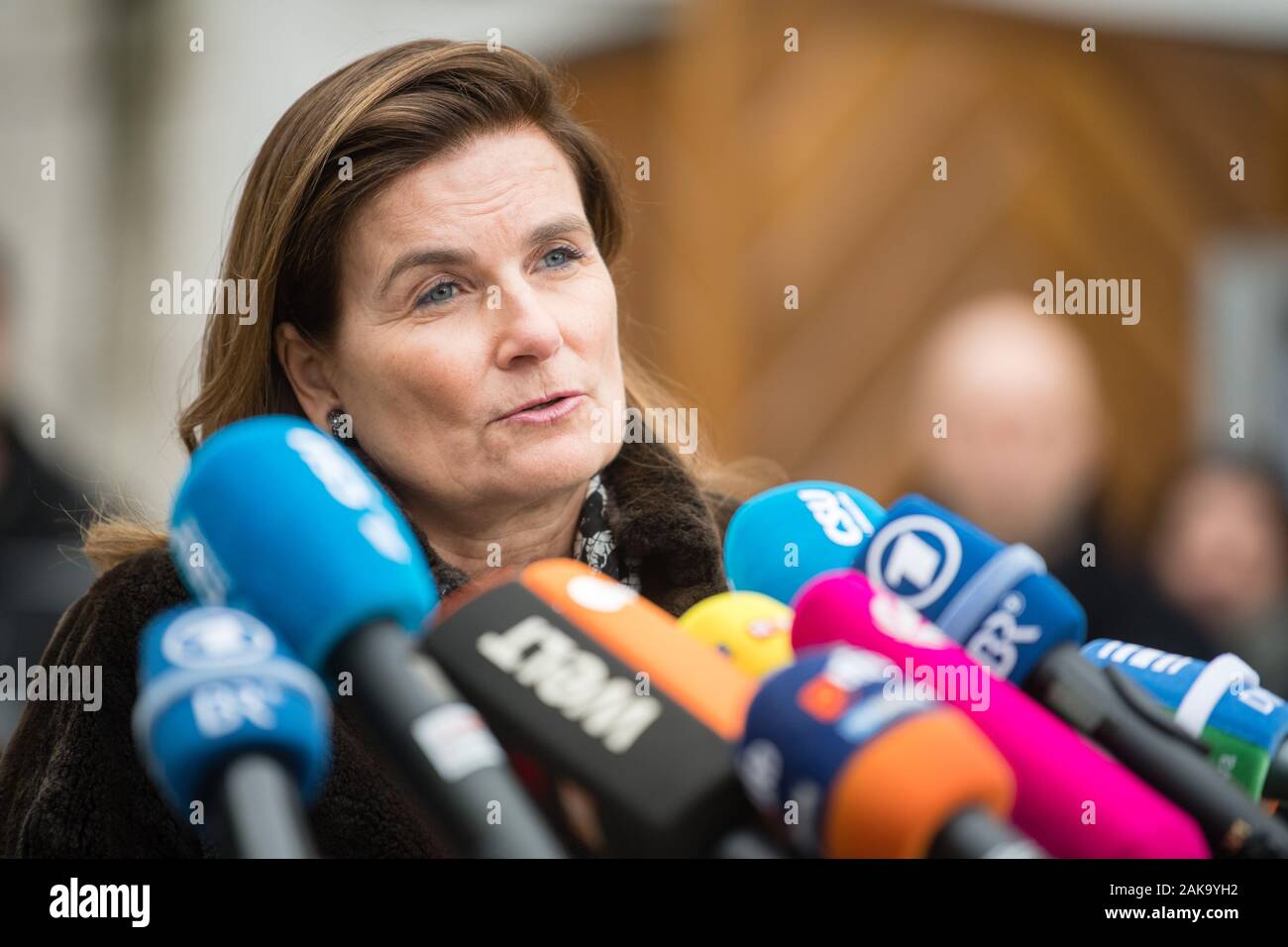 Seeon, Germany. 08th Jan, 2020. Ann-Kristin Achleitner, from the Chair of Entrepreneurial Finance at the Technical University Munich School of Management, answers journalists' questions at the winter retreat of the CSU state group in the Bundestag in Seeon Monastery. Credit: Matthias Balk/dpa/Alamy Live News Stock Photo