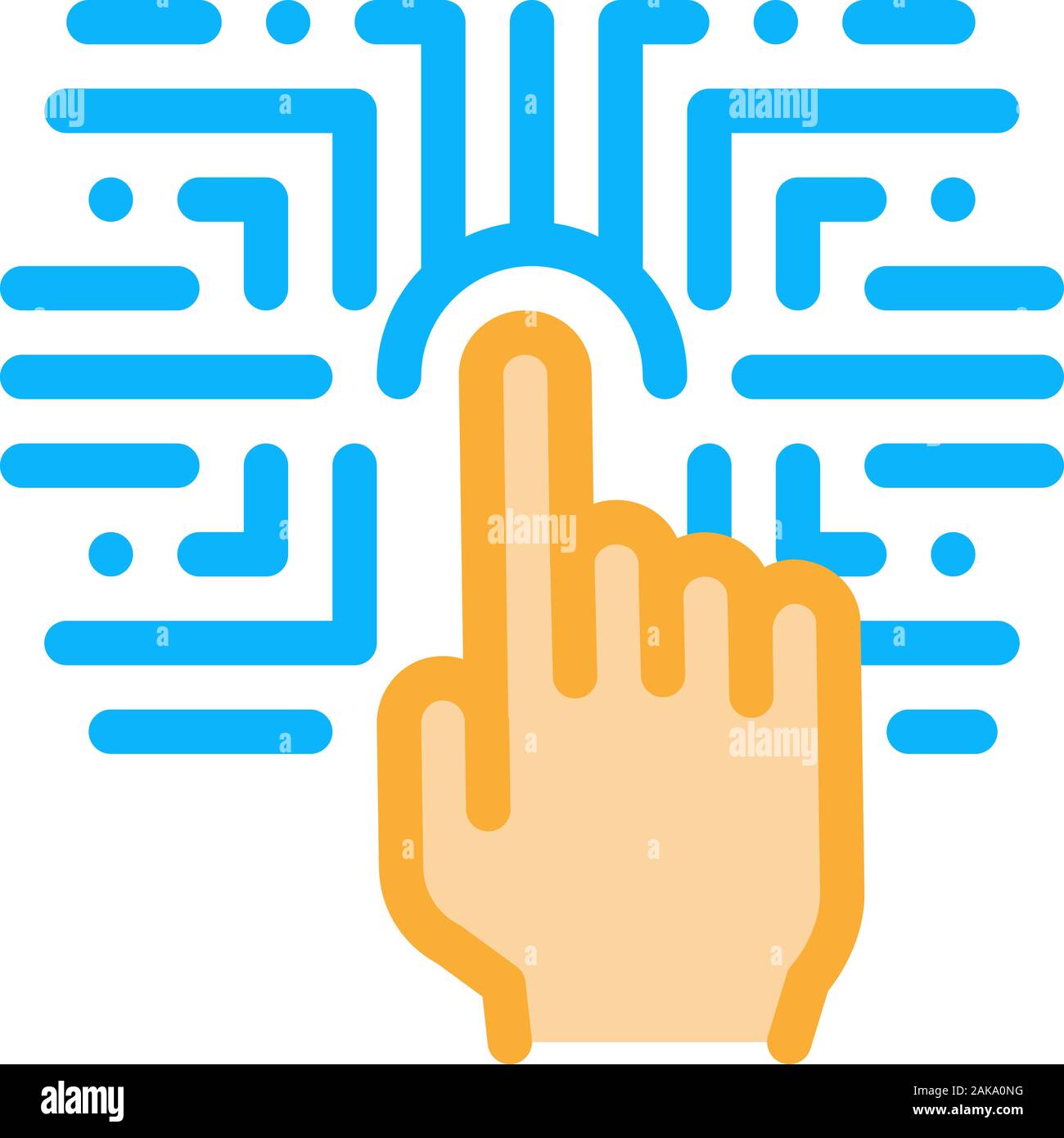 Biometric Fingerprint Verification Icon Vector Outline Illustration
