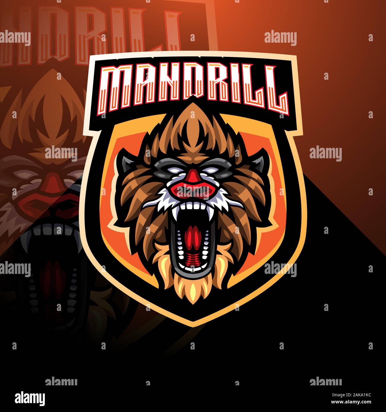 Mandril esport mascot logo design Stock Vector