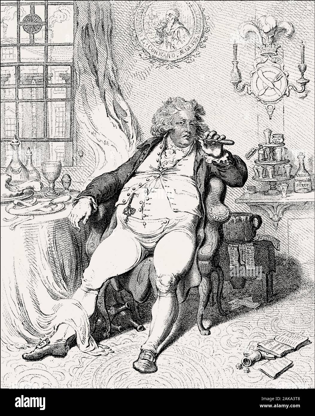 Caricature about George IV, King of Great Britain, by James Gillray, 1792 Stock Photo