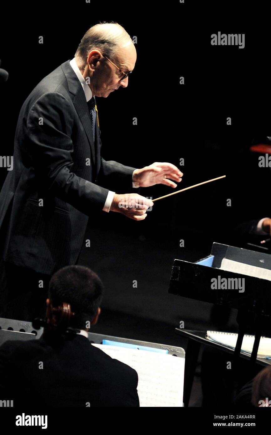Milan Italy 19/11/2010 Live concert of Ennio Morricone at the Forum Assago Stock Photo