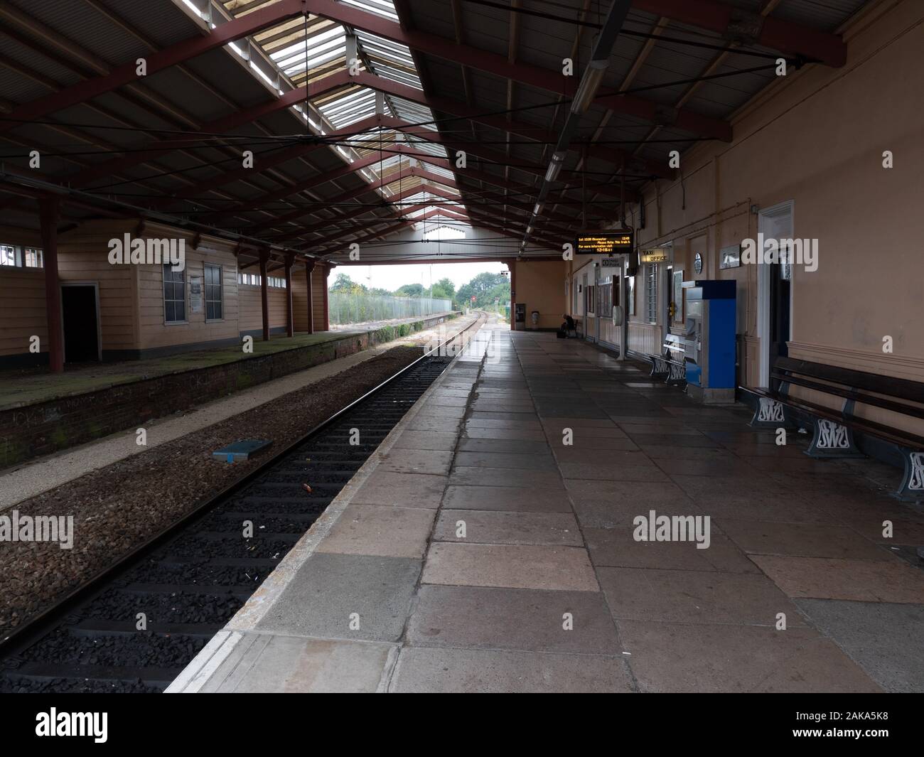 The wooden railway station at Frome Somerset interior view Stock Photo