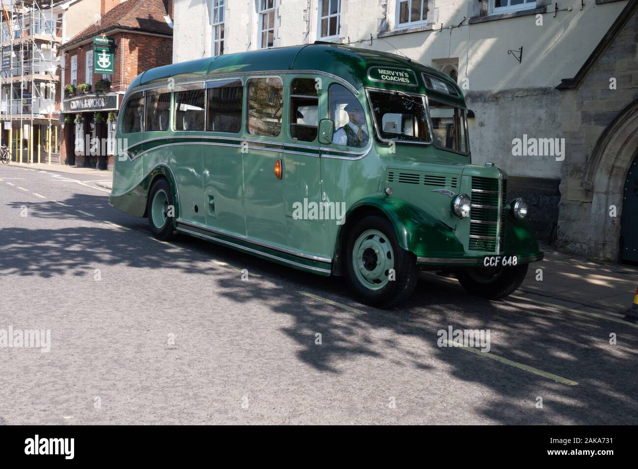 King Alfred Bedford OB Bus ona  heritage running day in Winchester Stock Photo