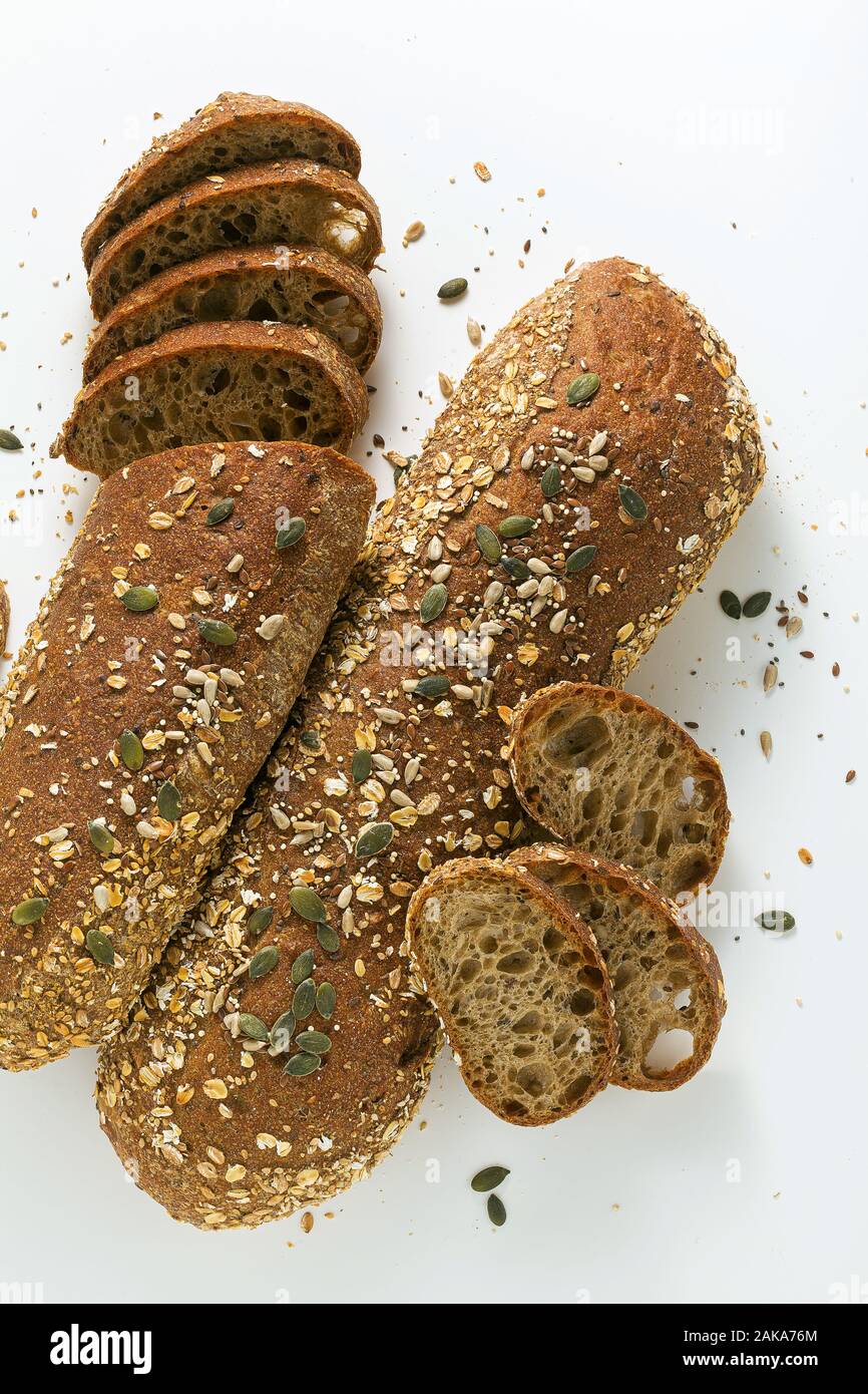 fresh rye bread isolated on a white background with seeds Stock Photo ...