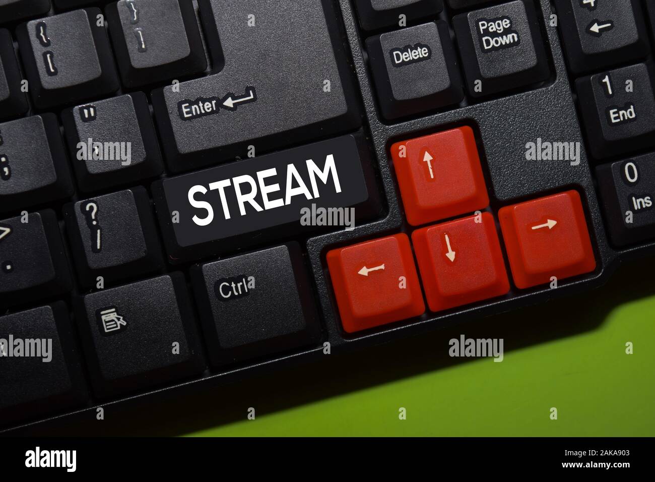 Stream write on keyboard isolated on laptop background Stock Photo