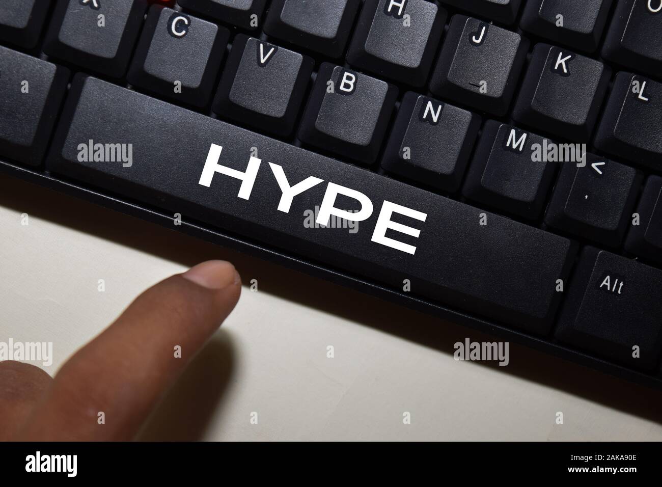 Hype write on keyboard isolated on laptop background Stock Photo