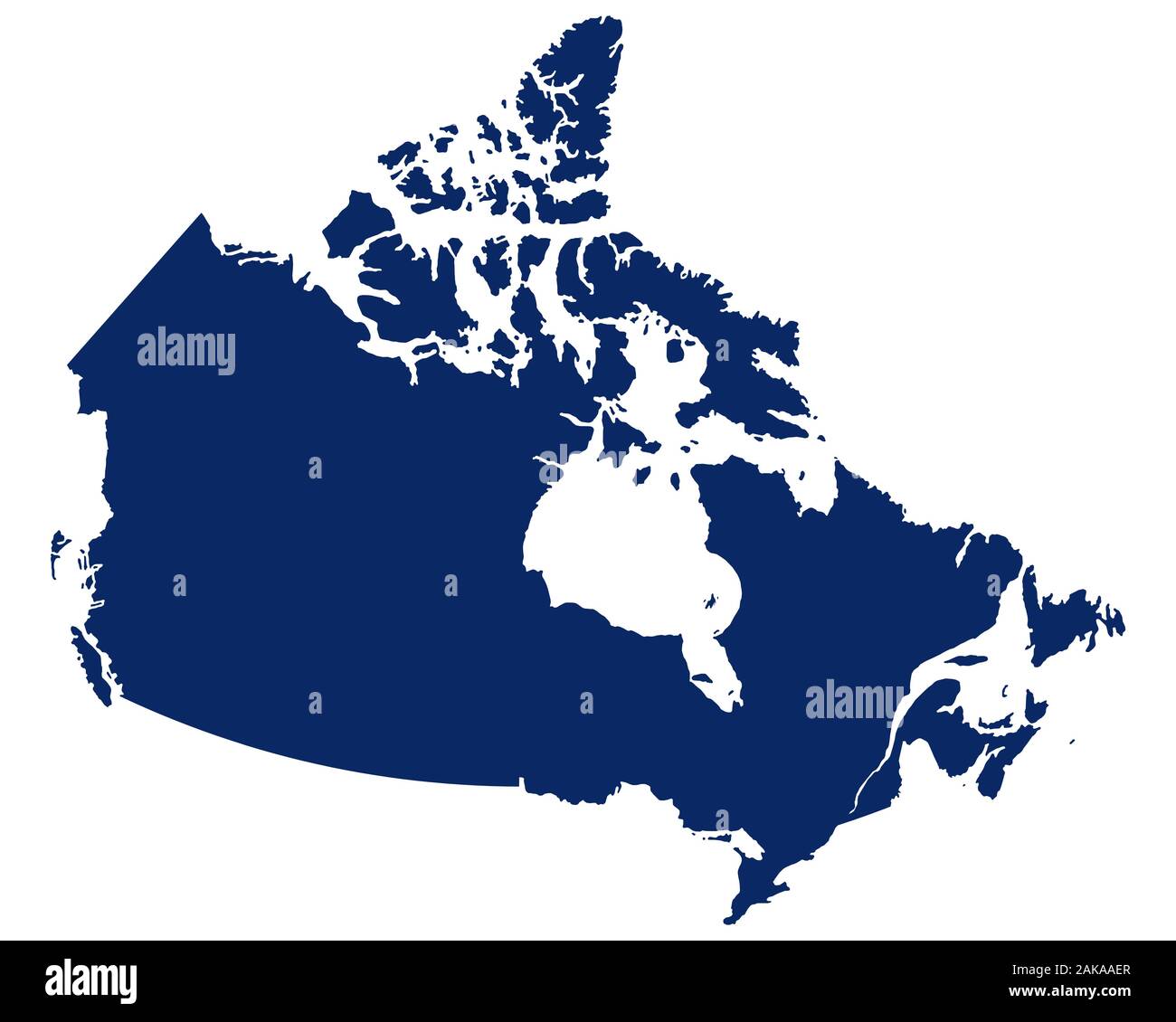 Map of Canada in blue colour Stock Photo