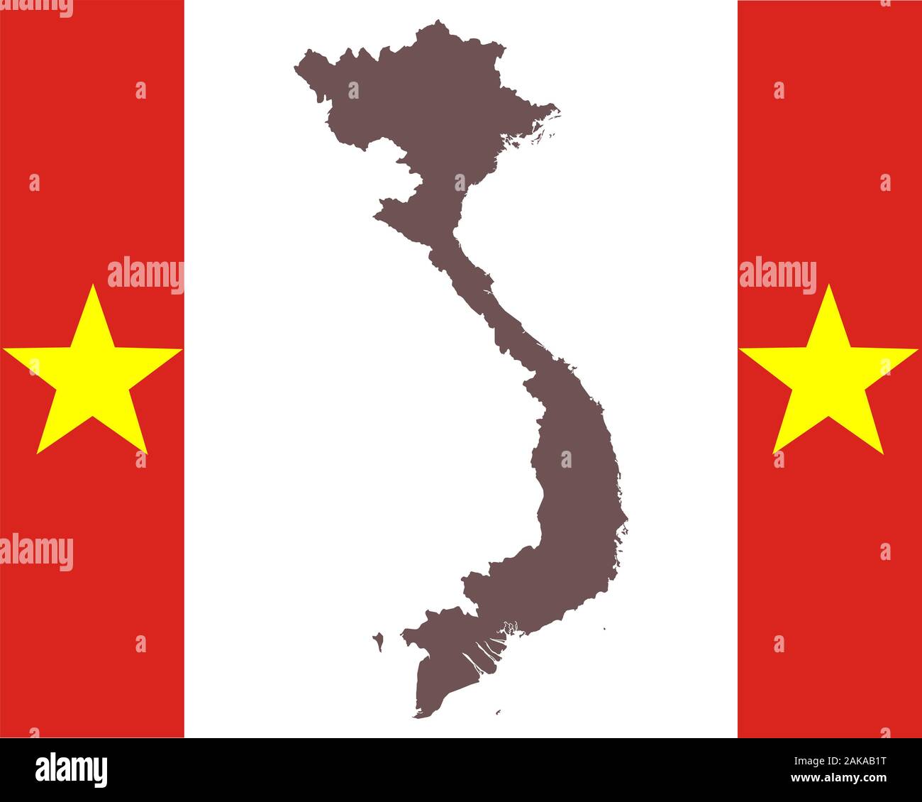 Map of Vietnam on background with flag Stock Photo - Alamy