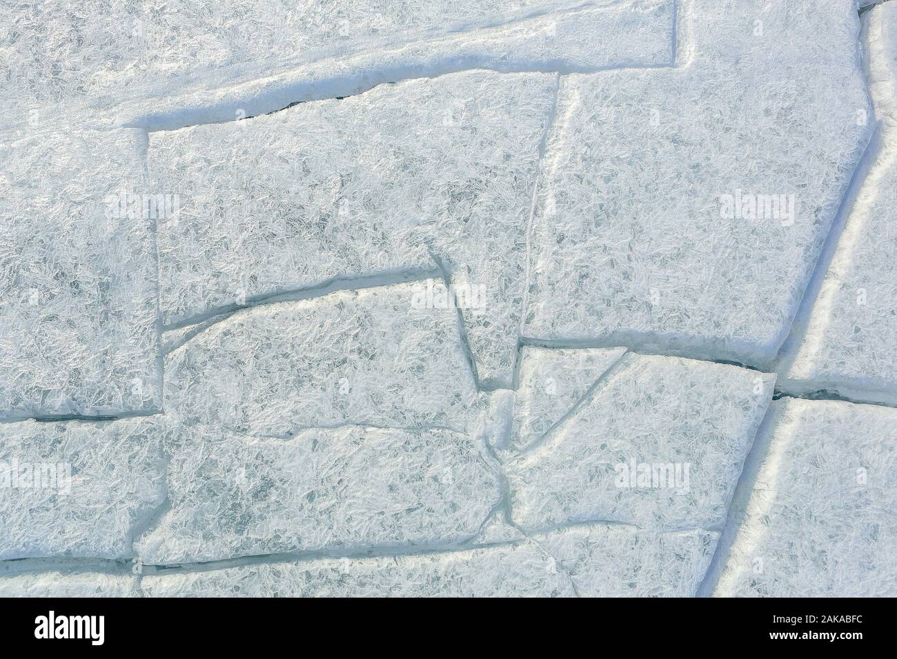 Texture of the ice, cracks. Lake Baikal, Russia Stock Photo