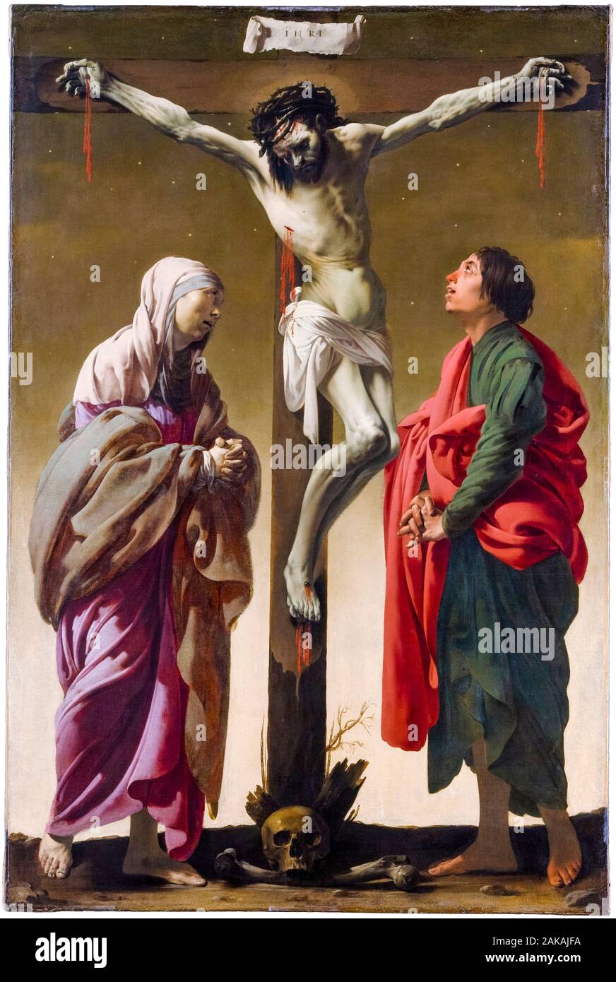 Hendrick ter Brugghen, The Crucifixion with the Virgin and Saint John, painting, 1624-1625 Stock Photo