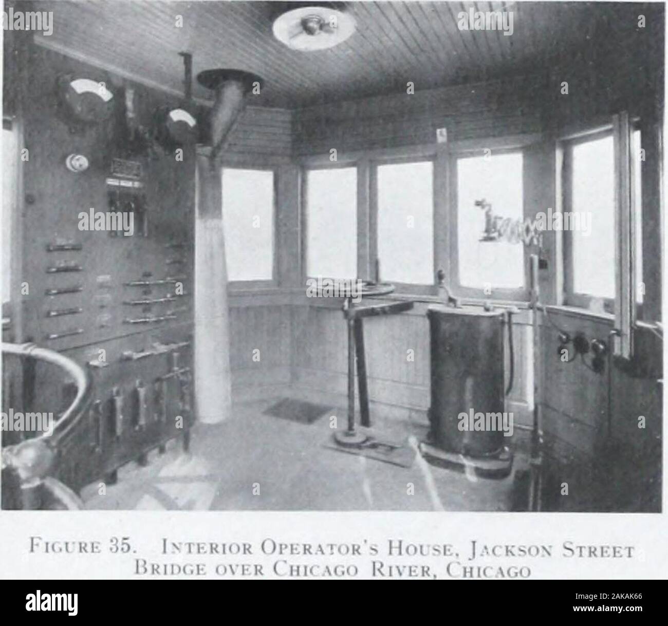 The Strauss Bascule Bridge Company, Inc., engineers and designers of trunnion, bascule and direct lift bridges. . partially seen i .). OIKRATOR* MKNT: The Opera* apparatus for the com of the structure. T switchboard on which mi ondarv switches, cir instruments, the controllers for the main leaf motors, i ontrollers for the motors, Ii having lice egress ider fins deviceES l&gt; EQUIP- B contains all the trol and operationides the electric ted the main and breakers and recording The Strauss Bascule Bridge Company trolling valves lor the brakes, controller* lor road-way and sidewalk gales, indi Stock Photo