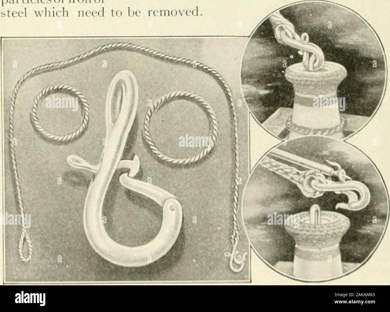 Popular science monthly . Where large quantities of brass and iron filings accumulate this magnet will be found invaluable for separating them remoei. THK harder the boatmoored on thenew self-locking moor-ing-hook pictured be-low pulls, the lesschance there is for theboat to get loose, inuse it is merely neces-sary to toss the hookinto the eebolt on thedock or buoy and theacht is fast, since itautomatically locks, al-though there arc nosprings in thedeice. Toloosen it a poke of theboat-hook is sufficient.The lock is composedof anordinar hook, tothe tip of which isattached a le-cr,which c Stock Photo