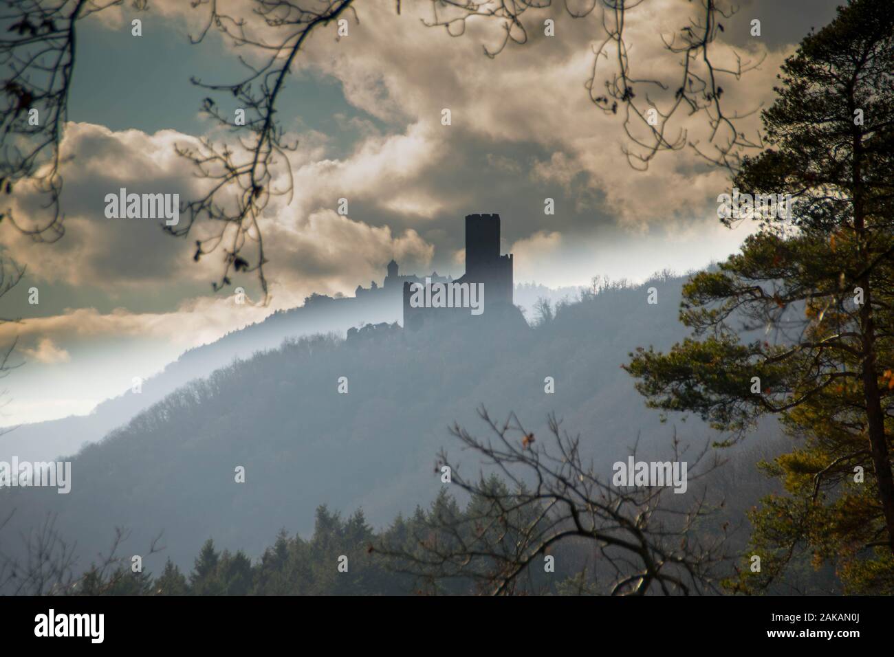 ortenbourg castle ruin and its view in the vosges mountains in france Stock Photo