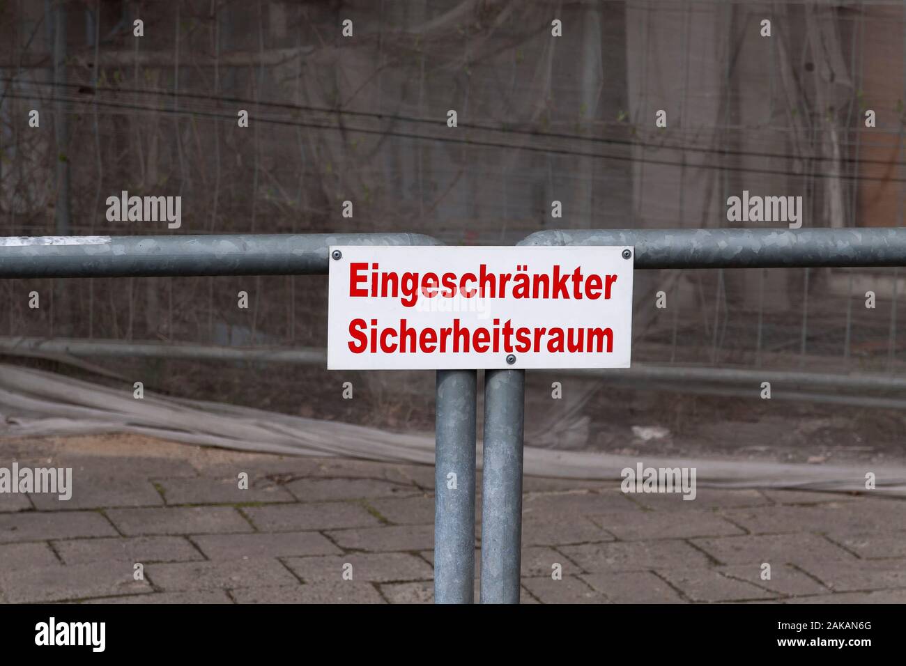 Sign at a construction site, restricted security area, Rostock Stock Photo
