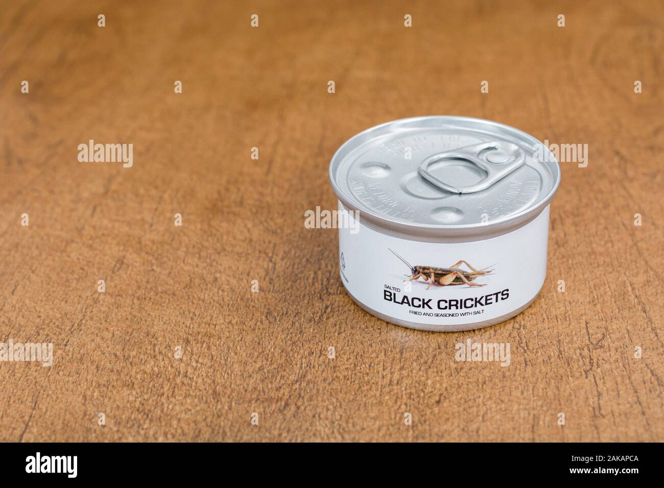 Tin of edible insects / novelty food Black Crickets / Gryllus