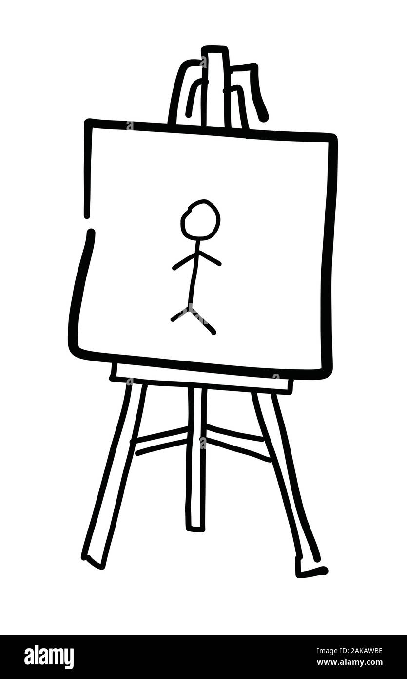 Hand drawn easel with blank canvas doodle. Art equipment in sketch style.  Vector illustration isolated on white background. 8826775 Vector Art at  Vecteezy