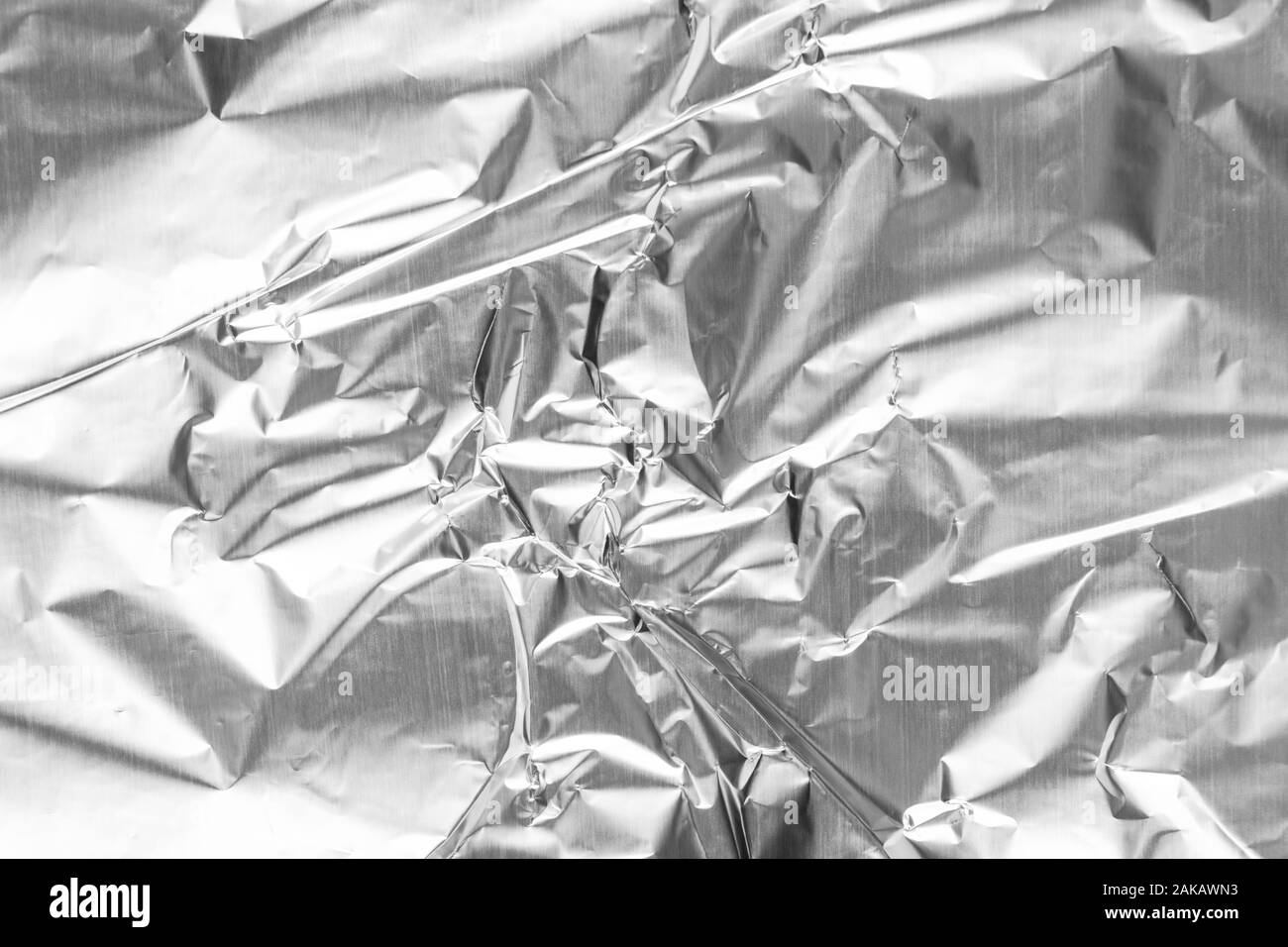 Close up of aluminium foil crumpled. Silver aluminium foil texture
