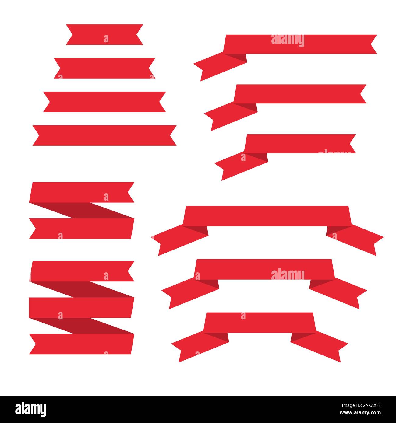 Red flat ribbon banners set. Vector illustration for design Stock ...