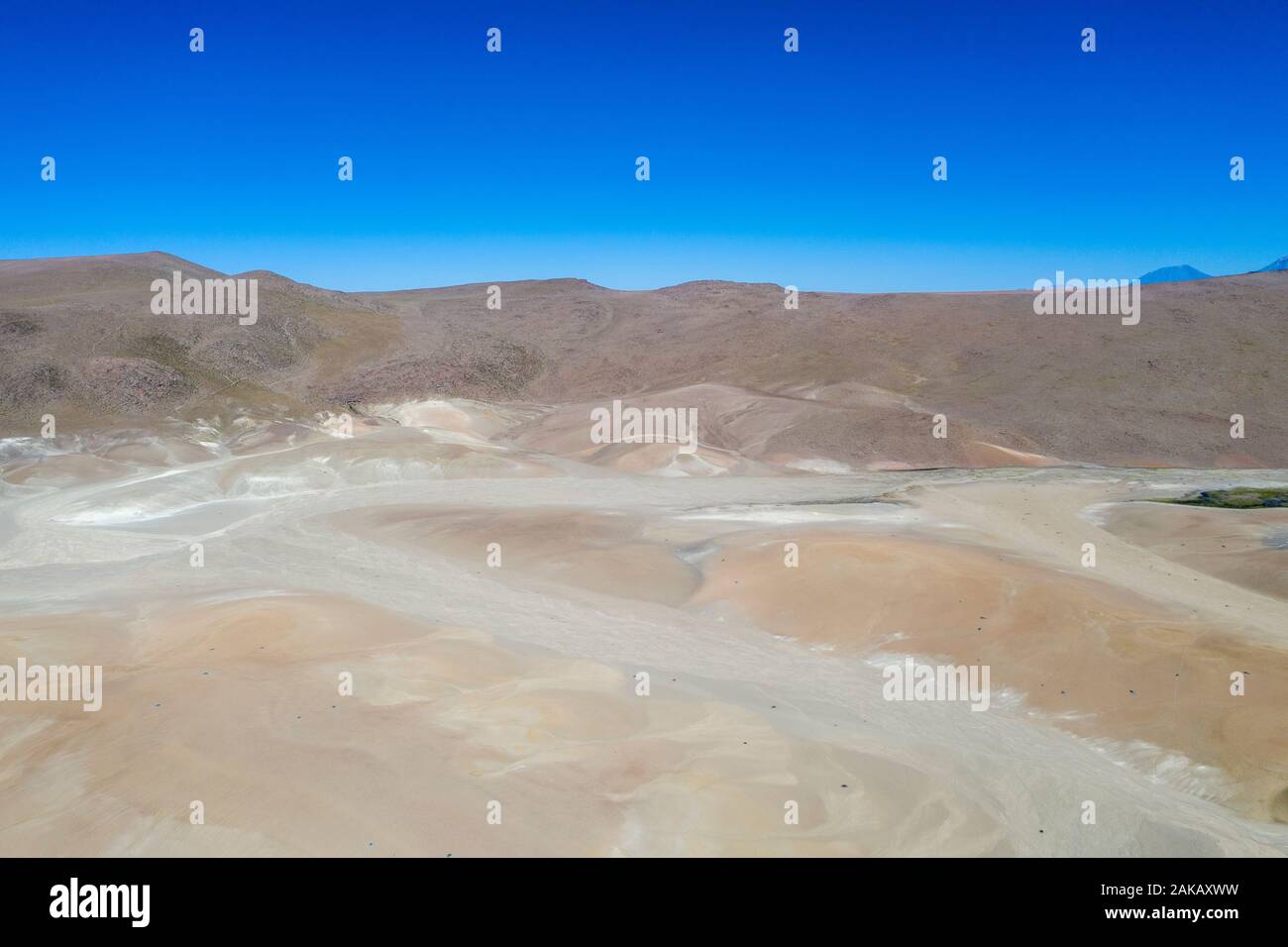 Barren landscape in the altiplano of the Atacama desert in Chile, near San Pedro de Atacama Stock Photo