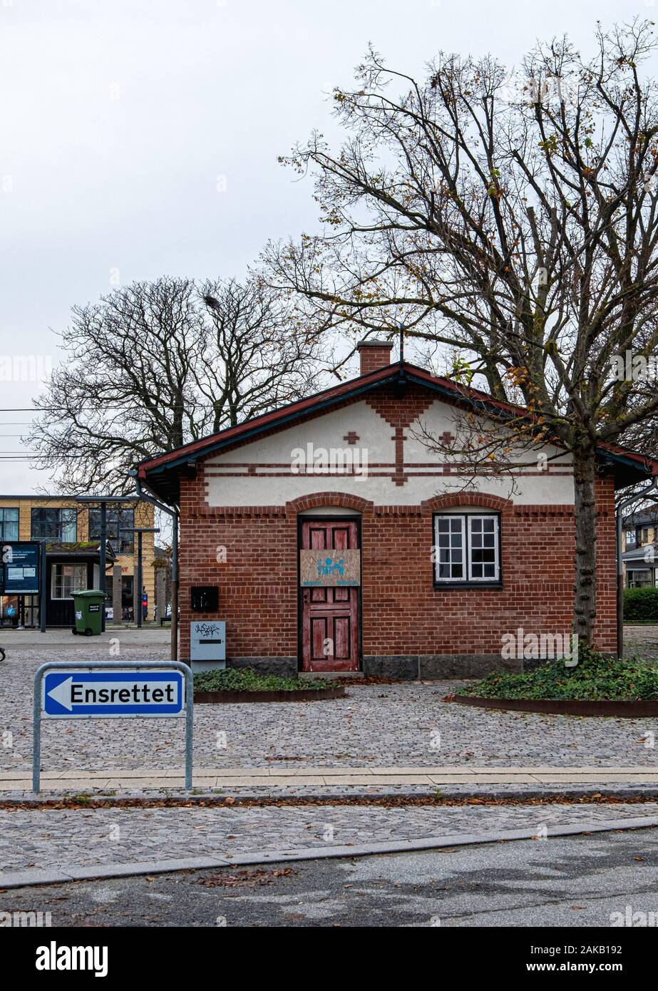 Humlebæk railway station in Humlebæk,North Zealand, Denmark. Brick late 19th-Century building by architect Heinrich Wenck. Stock Photo