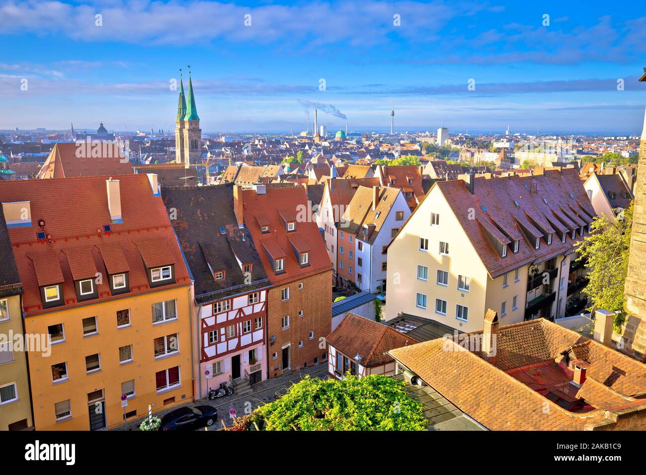 Nurnberg. Rooftops and cityscape of Nuremberg old town view, Bavaria region of Germany Stock Photo